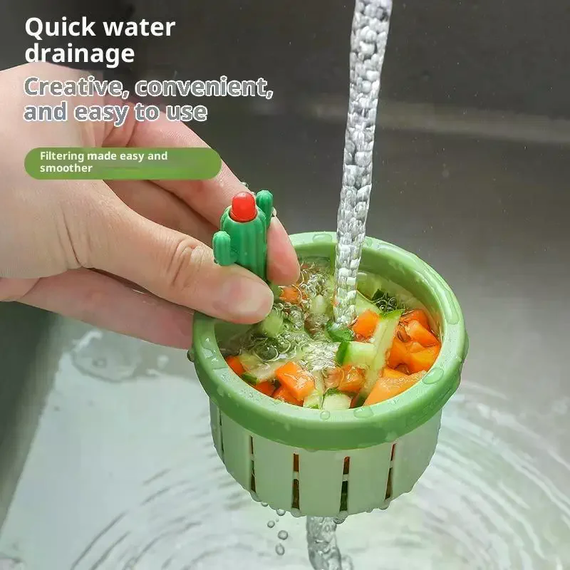 

Cute Cactus Shaped Kitchen Sink Drain Strainer, Food Grade Plastic Quick Drainage Home Accessory