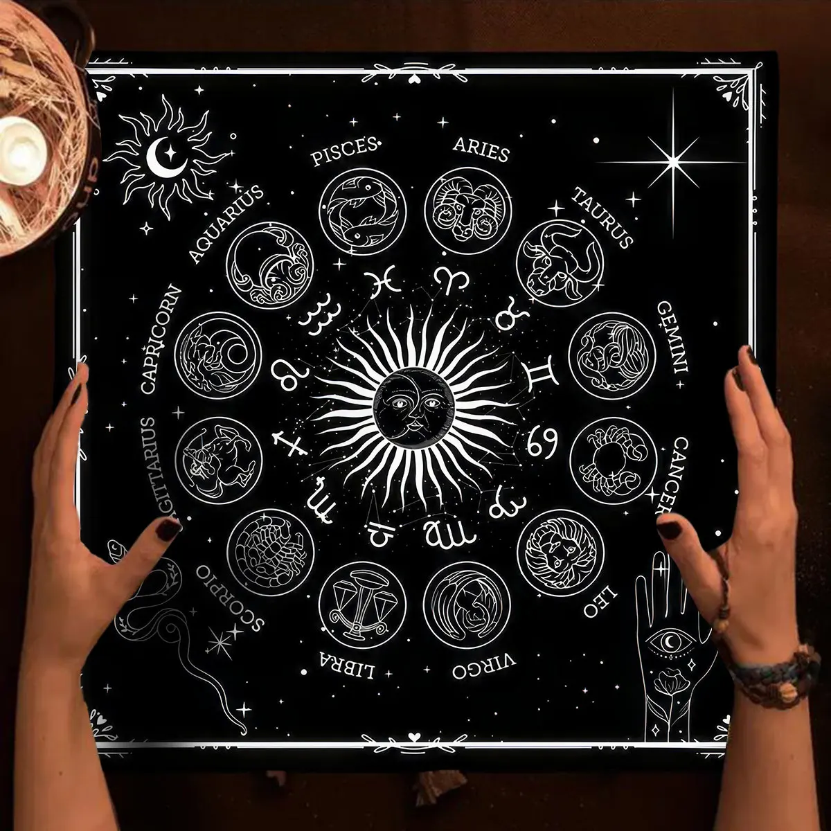 12 Constellations Tarots Tablecloth Sun Starry Sky Altar Decorations Cloth Divination Witchcraft Astrology Supplies Home Decor