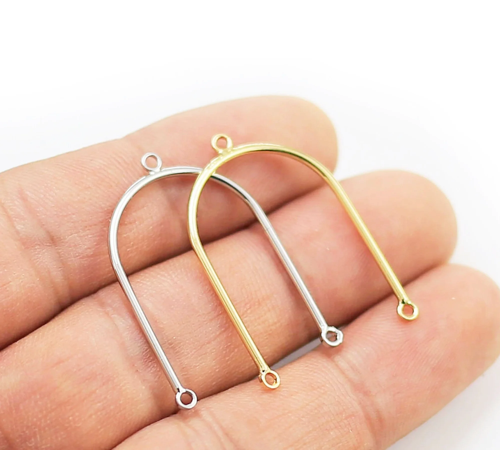 

Подвески для сережек U-образной формы, латунный соединитель, 32,7x25 мм, золотой, серебряный тон, изготовление ювелирных изделий RP025, 10 шт.