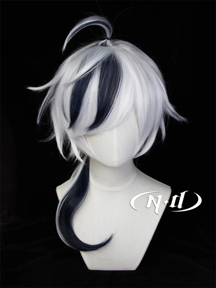 Game Nu: Carnival Blade Cosplay Wig 60cm Black White Heat Resistant Cosplay Anime Wigs + Wig Cap