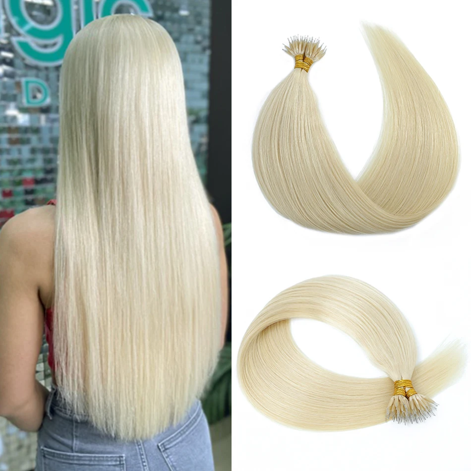 Salon Supply Straight Nano Ring Hair Extensions 100% Human Fusion Hair Extension Micro Ring Brazilian Hair Extension 100 Strands