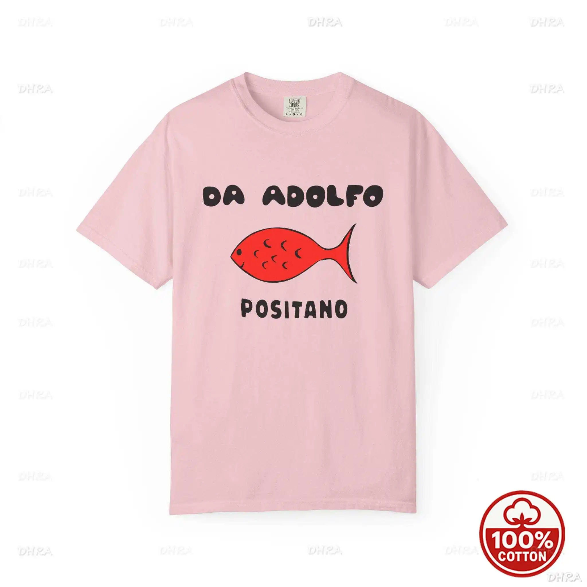 Italian Fish T Shirt Positano Amalfi Coast Graphic Tee Cotton Crewneck Gift