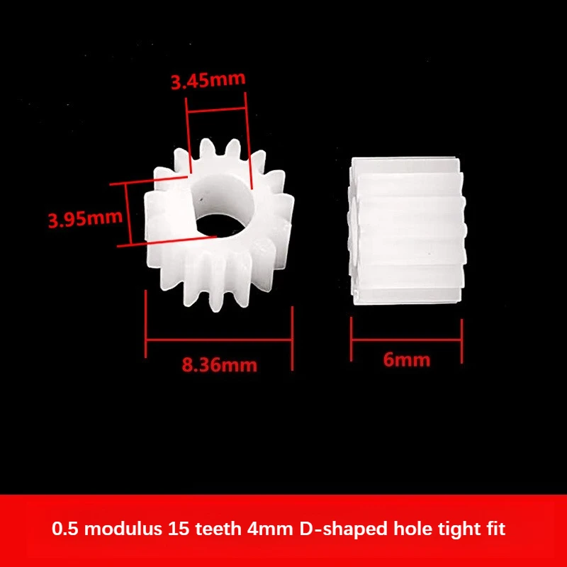Gears with 0.5 Module 12 Teeth/15 Teeth, 3mm/4mm D-Shaped Shaft Bore and Semicircular Hole, Specifically for N20 Reduction Motor