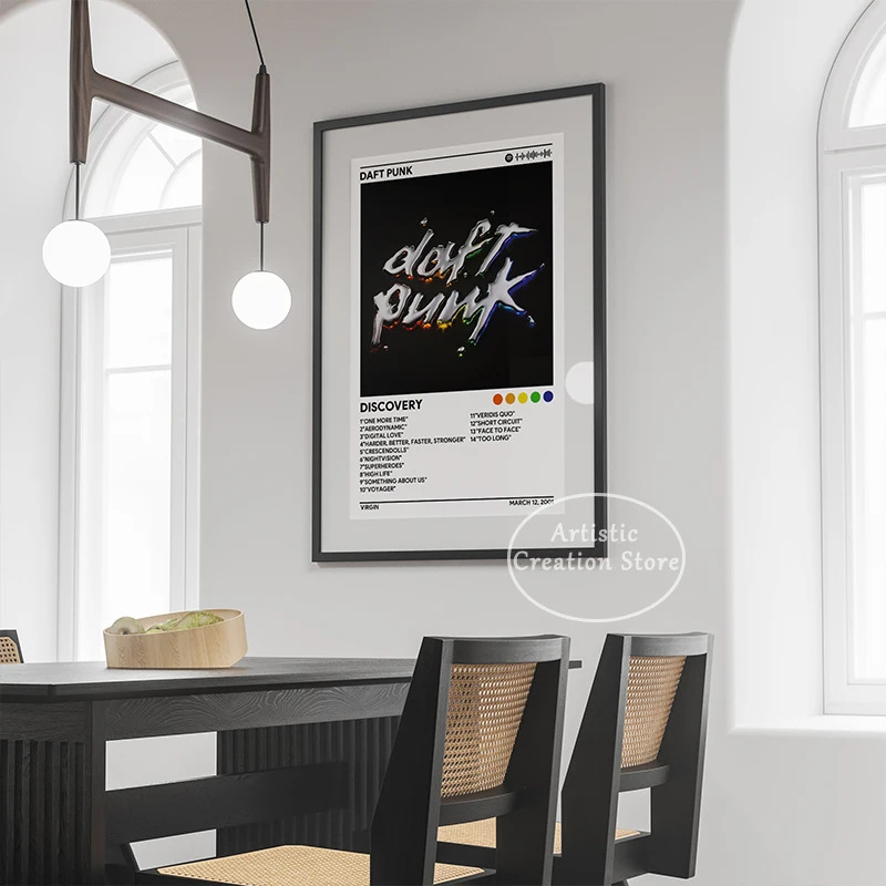 Around The World Daft Punk Poster Retro Canvas Painting Prints Wall Art Minimalist Modern Living Room Wall Art Home Decor Gifts