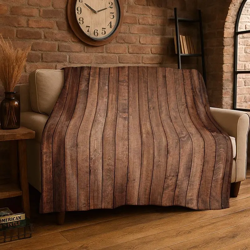 Natural Wood Grain Retro Tree Rings Flannel Blanket Soft Throw Blanket for Bedroom Living Room Bed Travel Picnic Nap Cover Gift