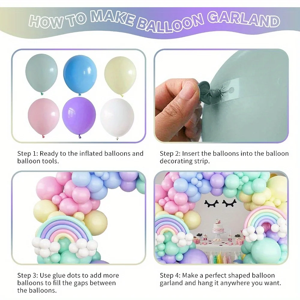 141PCS Rainbow Unicorn Balloon Wreath Set with Colorful Candy Macaron Balloons for Wedding, Birthday, and Party Decoration