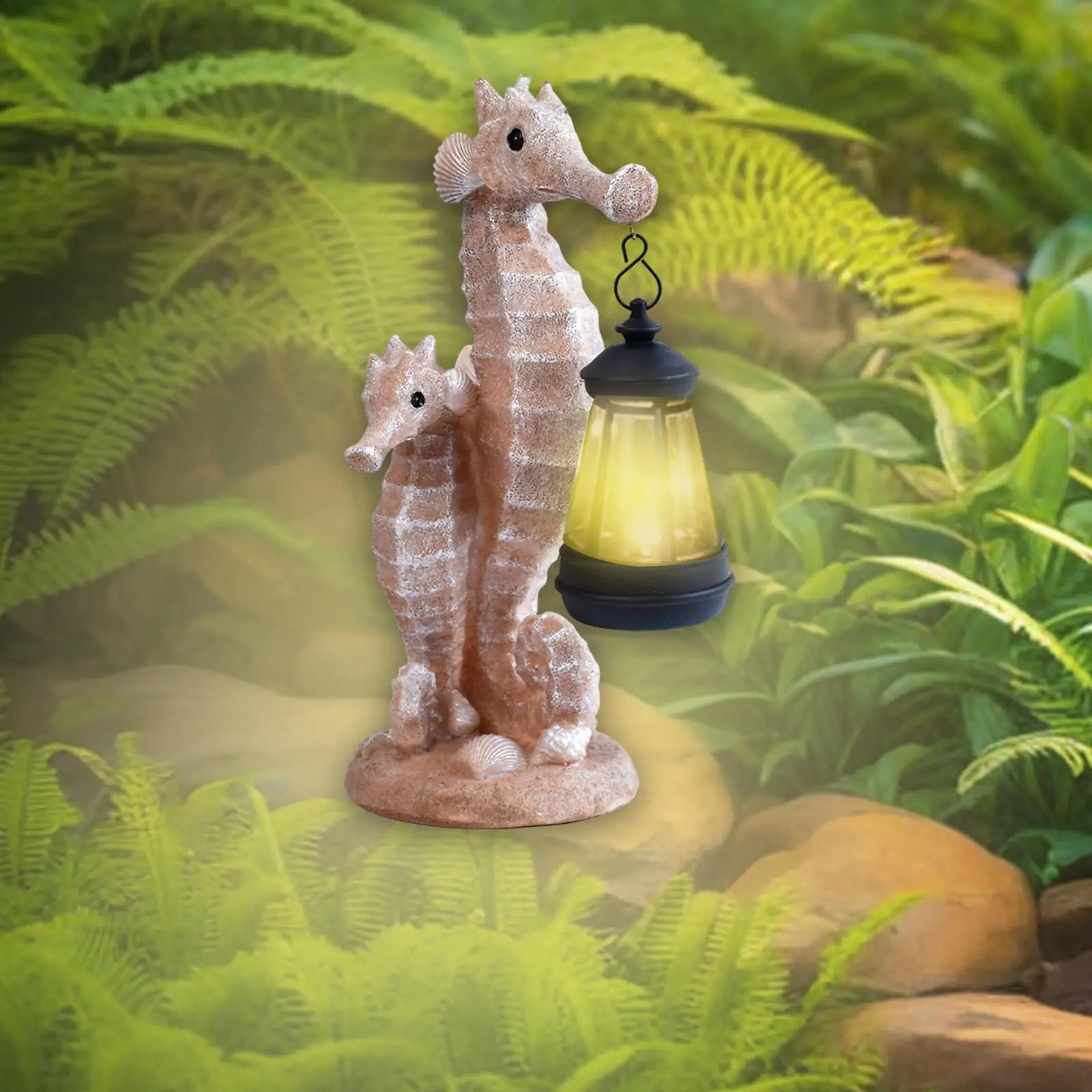 

Solar Powered Light Ornament Seahorse Shaped Sculpture Decor Solar Lantern