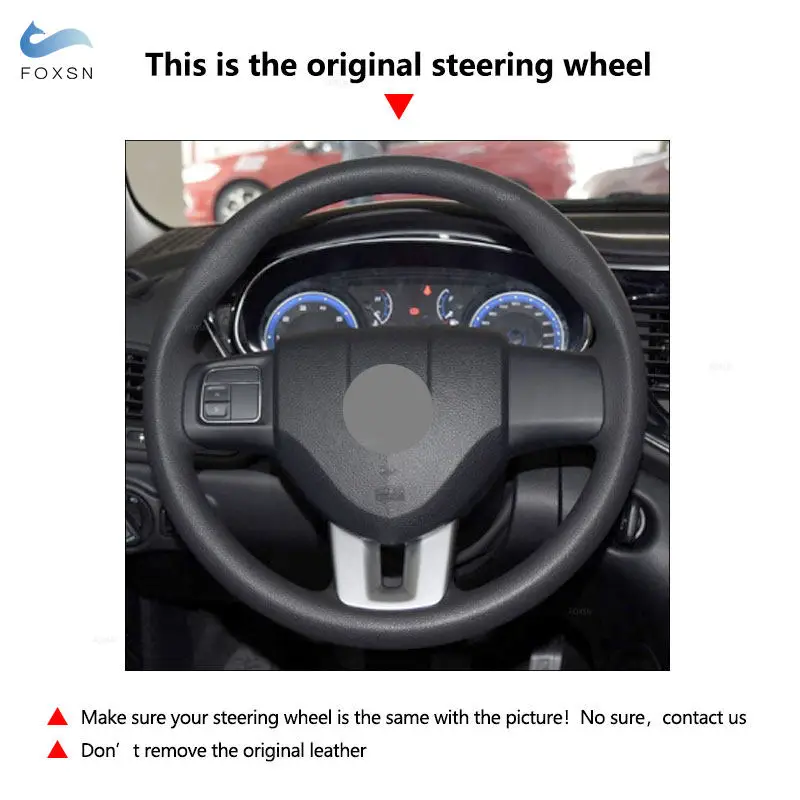 Car Interior Accessories Steering Wheel Cover Perforated Leather Trim with Needles Threads For FIAT Viaggio 2012 2013 2014 2015