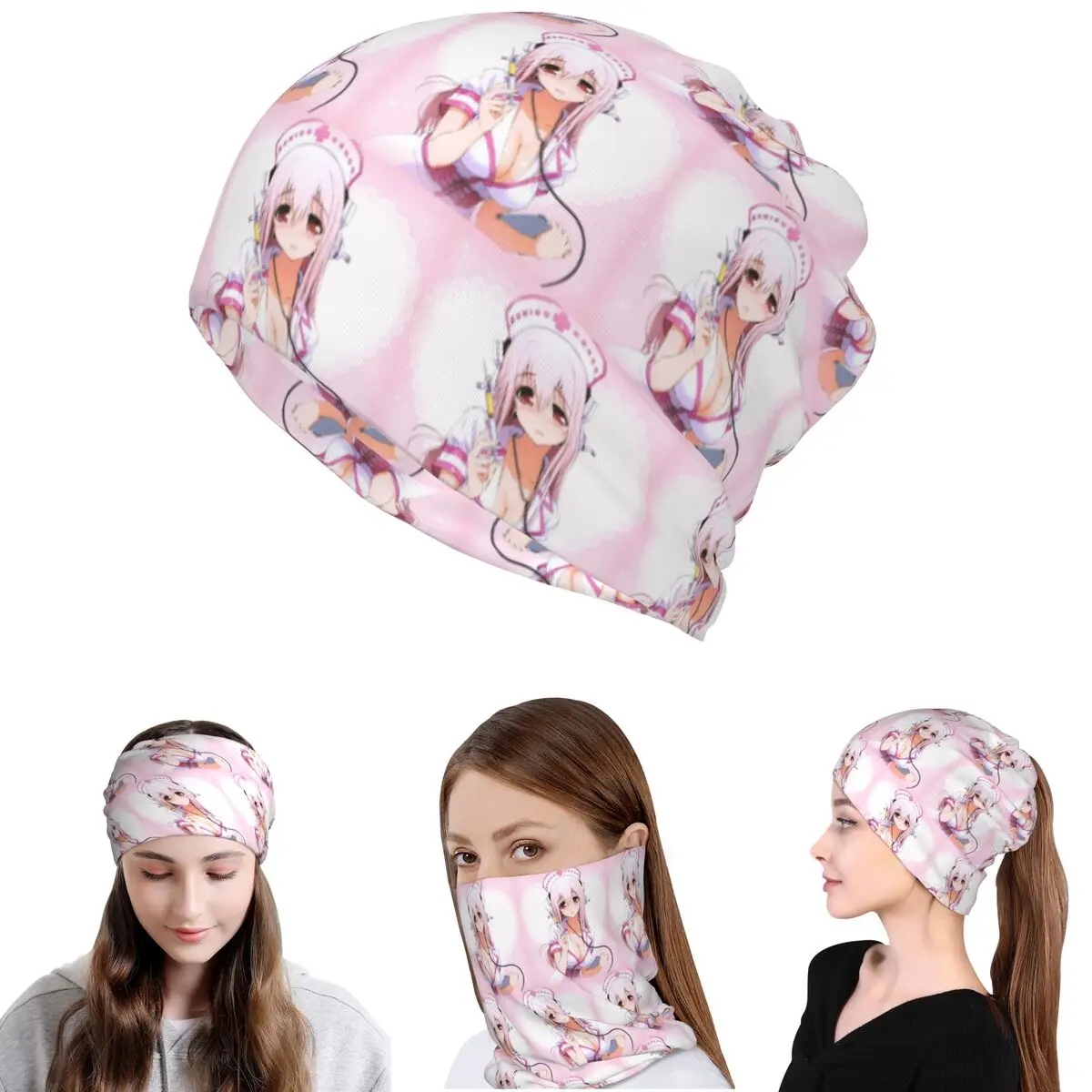 

Cartoon Super Sonico Game Cute Girl Bandana Neck Cover Wrap Scarf Multifunction Balaclava Beanies Hat Unisex Adult Windproof