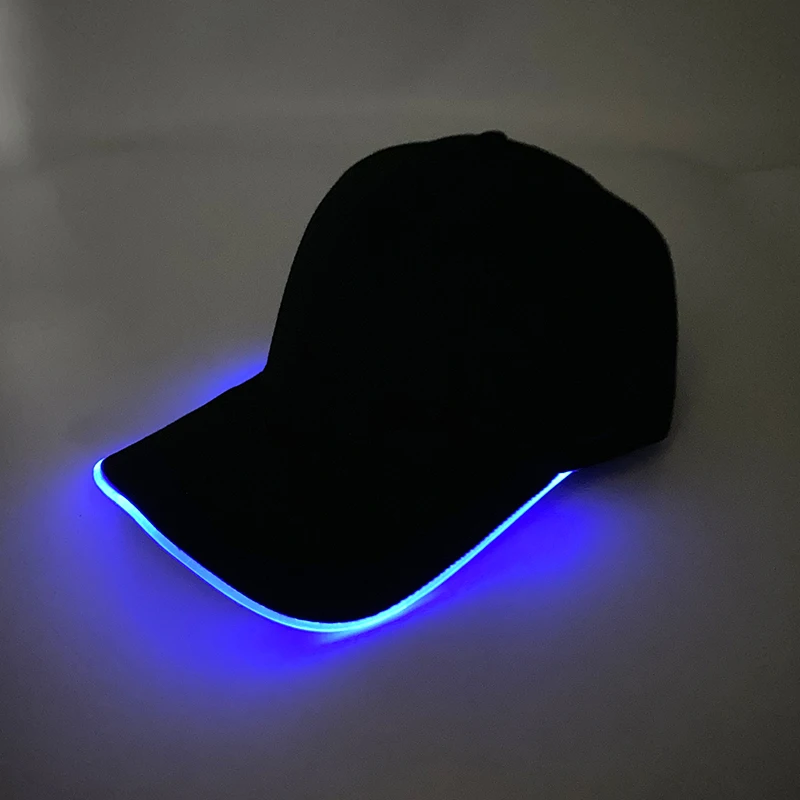 Fluor zierende LED Glasfaser Hut Neon leuchtende Baseball mütze Tanz Bar Party liefert HipHop Rap Hut Club Requisiten Kostüm – Detail 5