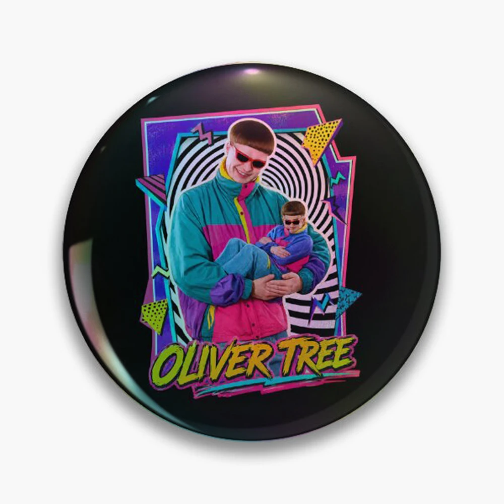 Oliver Tree Pin Holographic Star Heart Pin Brooches Laminated Button Fashion Accessory