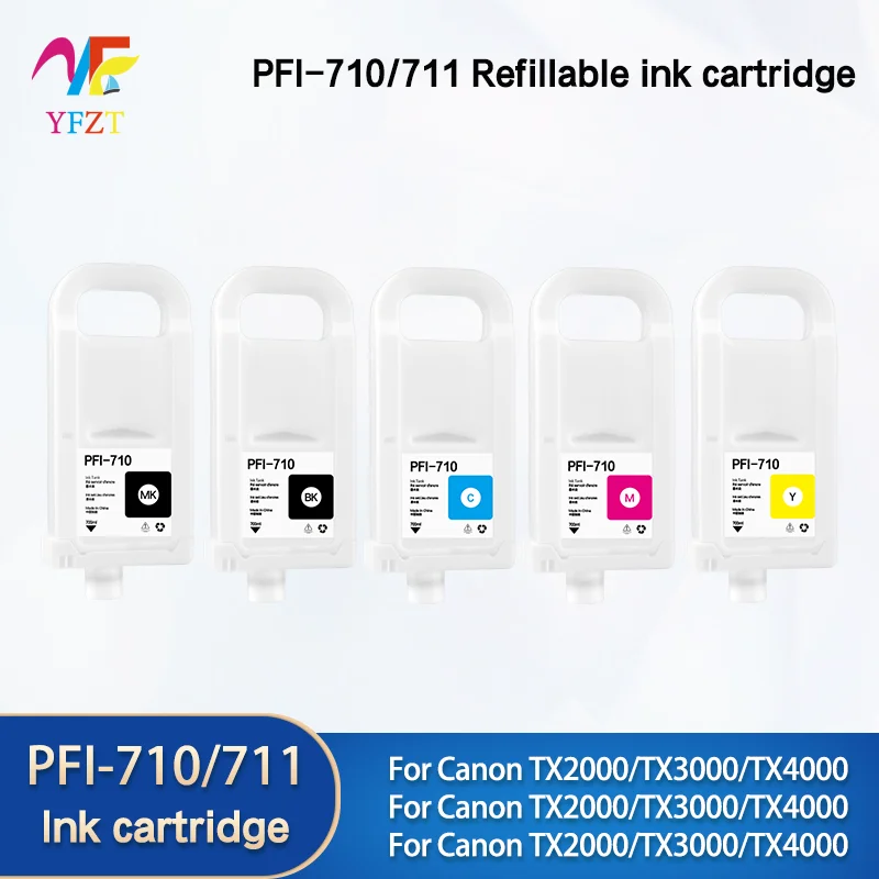 Cartucho de tinta recargable PFI-710 PFI-711 PFI710 711 con chip para impresora Canon TX2000 TX3000 TX4000 TX3100 TX4100 TX3200 TX4200