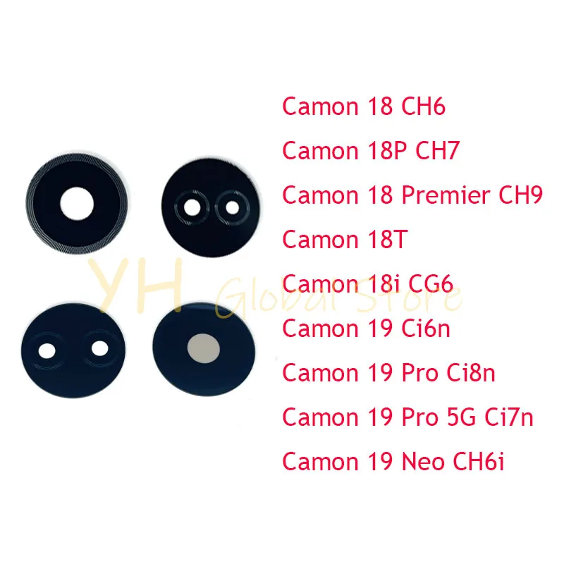 

20PCS For Tecno Camon 19 18i 18T 18P 18 Premier Pro Neo CH6 CH7 CG6 CI6n CI8 Ci7 CH6i Rear Back Camera Glass Lens With Glue