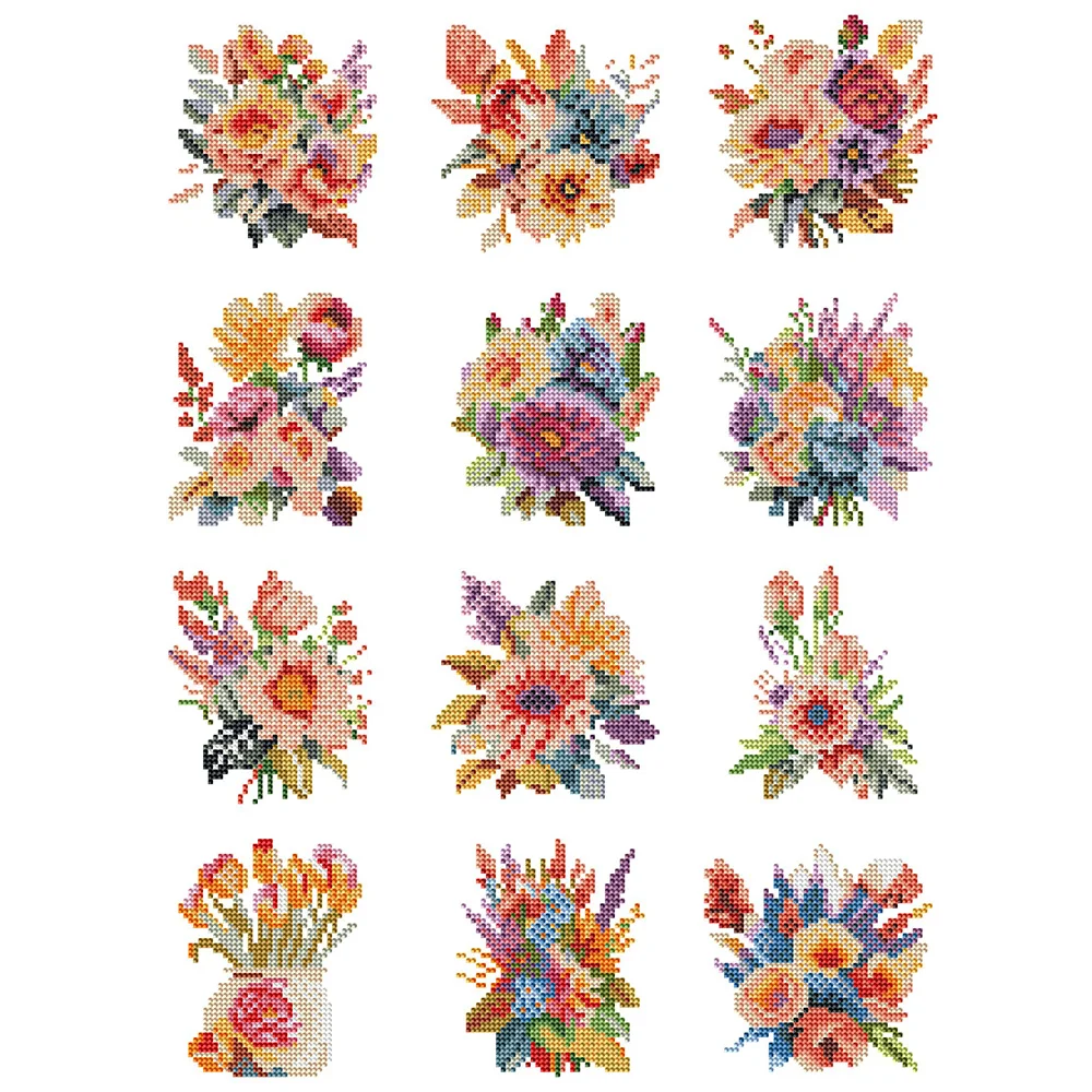 Disney 12pcs/set New Arrivals Diamond Painting Flower Craft Kit Full Round Mosaic Handmade Hobby Bedroom Decoration