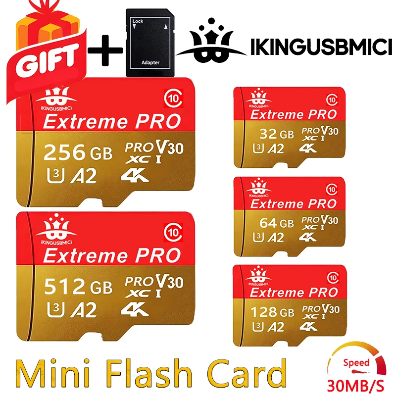 Carte micro sd originale 256 go, 512 go, 64 go, 32 go, carte mémoire TF classe 10 UHS-1, carte flash pour smartphone et PC