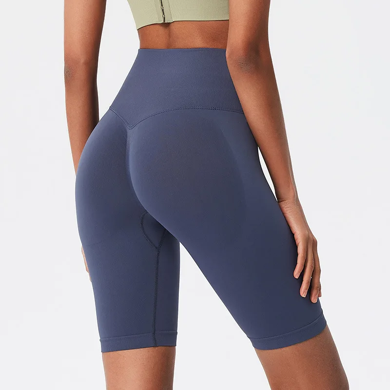 

YJ-Seamless High Waist Fitness Shorts Women's Five-Point Peach Hip Raise Sports Pants Running Quick-Drying Yoga Pants