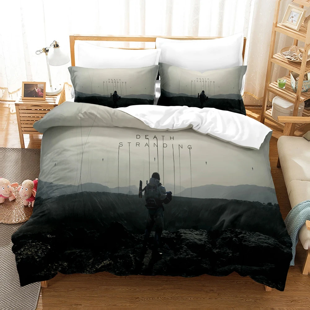 3D Print Death Stranded Bedding Set,Duvet Cover Comforter Bed Set Quilt Cover Pillowcase,King Queen Twin Size Boys Girls Adults