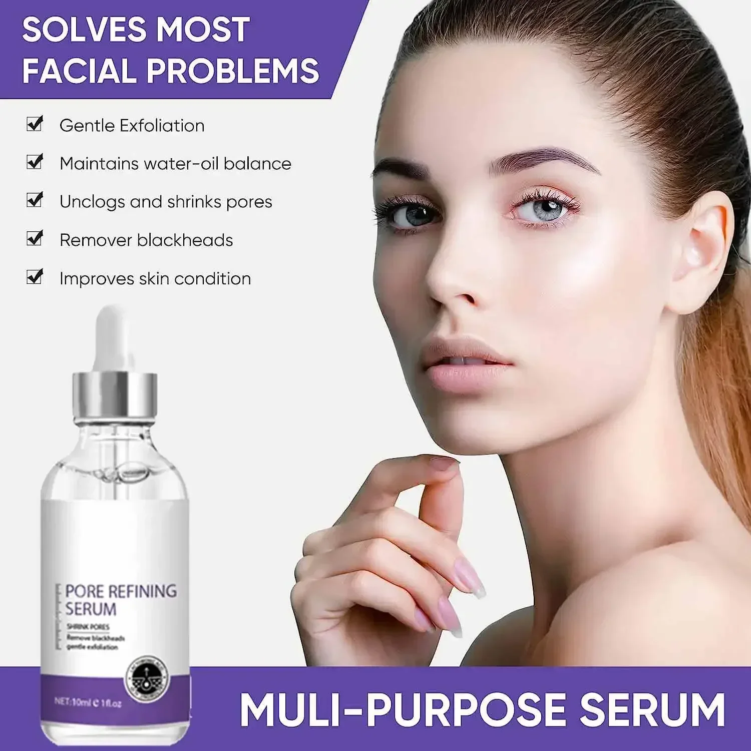 Sérum de soin de la peau pour rétrécir les pores du visage, essence hydratante, contrôle du sébum, raffermissant