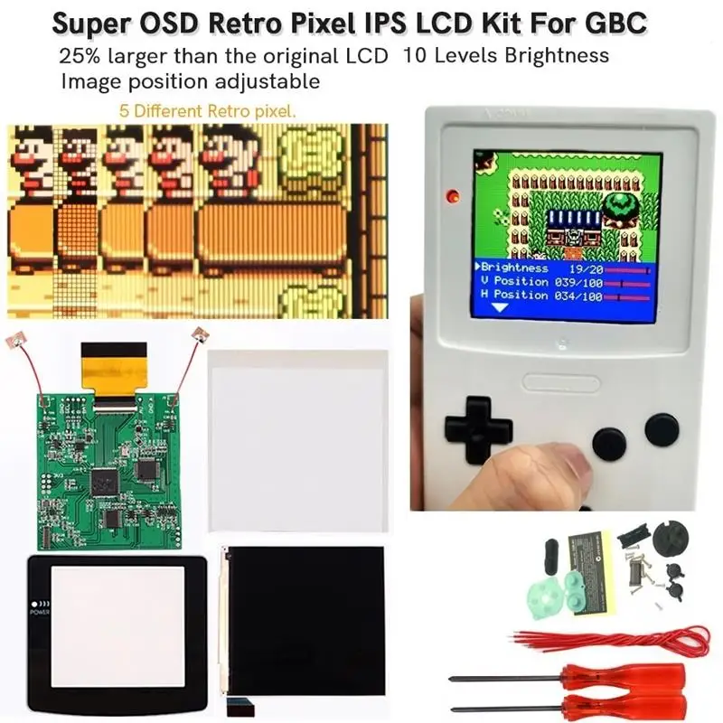 

Лучшая версия Super OSD RETRO PIXEL IPS ЖК-ЭКРАН KIT Яркость подсветки для GameBoy Цвет для GBC IPS ЖК-комплект