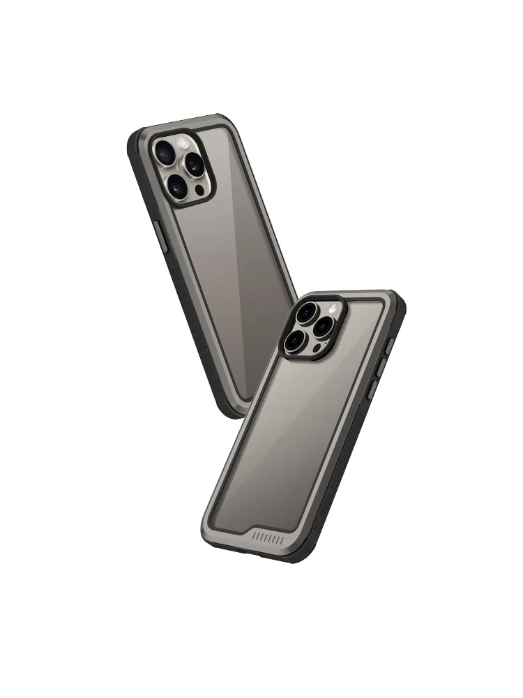 

KZDOO Ares Sport Texture Luxury Anti-scratch Metal Frame Clear Pc Backplate Anti-shock Back Case for iPhone 15/15 Pro/15 Pro Max
