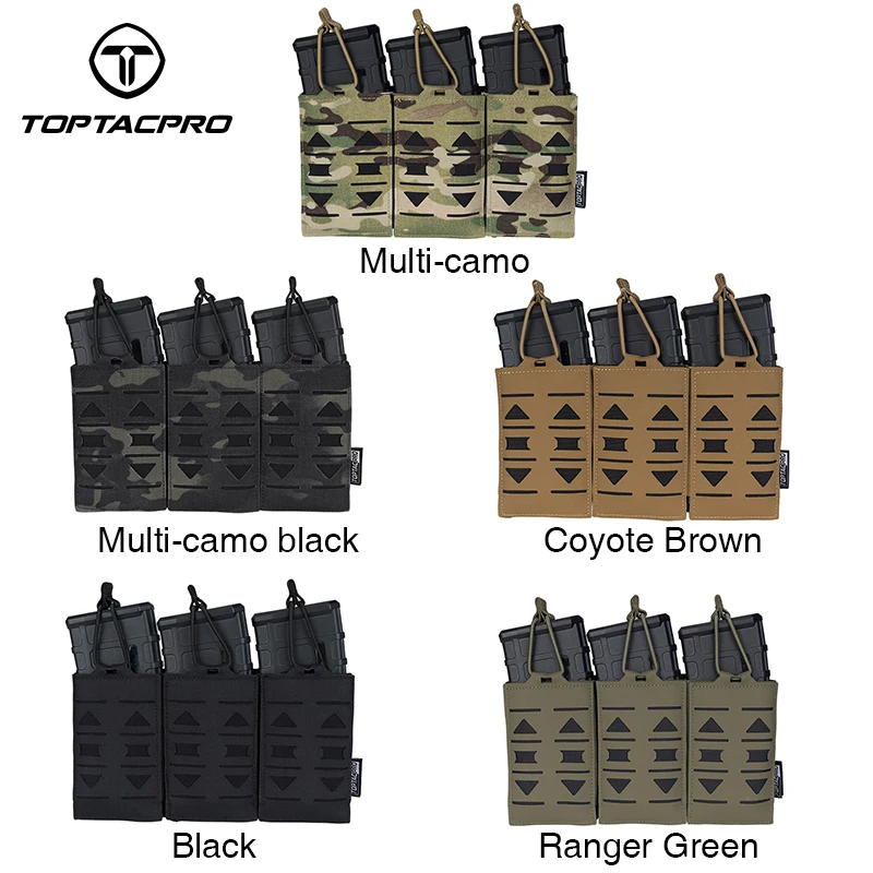 Imagem -06 - Toptacpro Bolsa Tática para Revista Molle Bolsa Tripla Resistente à Abrasão Corte a Laser 5.56 mm Tiro de Caça 8515