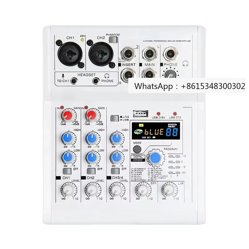 

URX E4 USB interface 4 channel mini audio mixer console home karaoke computer recording DSP digital effects