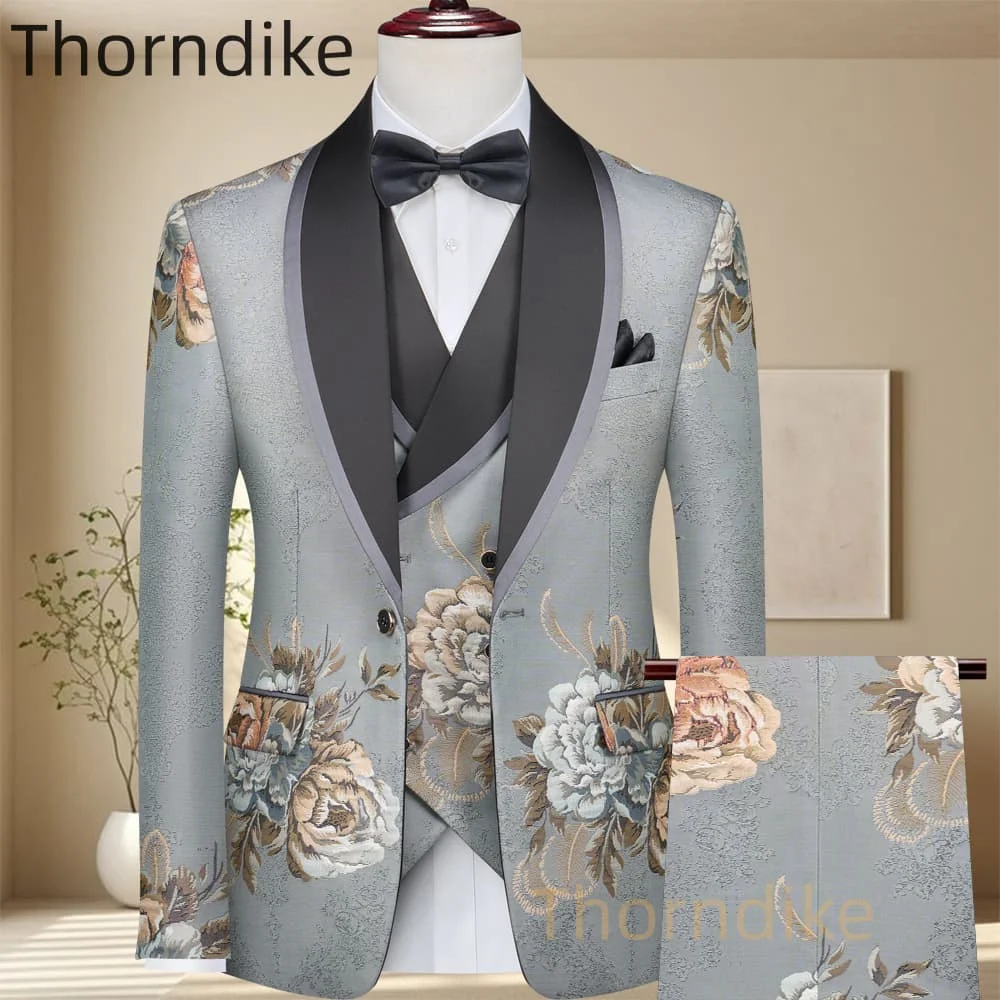 

Gwenhwyfar Elegant Slim Fit Business Party Best Men Suits Shawl Lapel Custom Made Wedding Groom Tuxedos Jacket Pants Vest