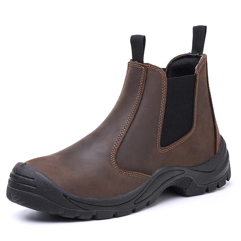 Safety Boots Work for men without lace steel toed toes Full-grain-leather Anti-puncture Protective Indestructible nubuckCombat