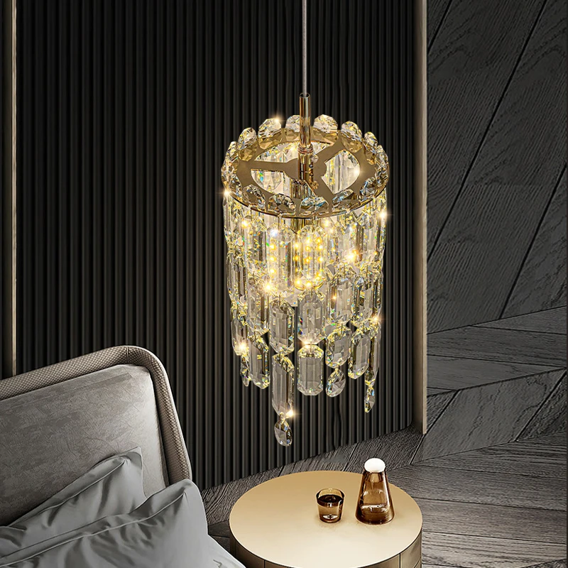 Modern Crystal Dining Room Round Home Decor Lamp Gold/chrome Luxury Indoor Lighting Led Pendant Bedroom Light Fixture