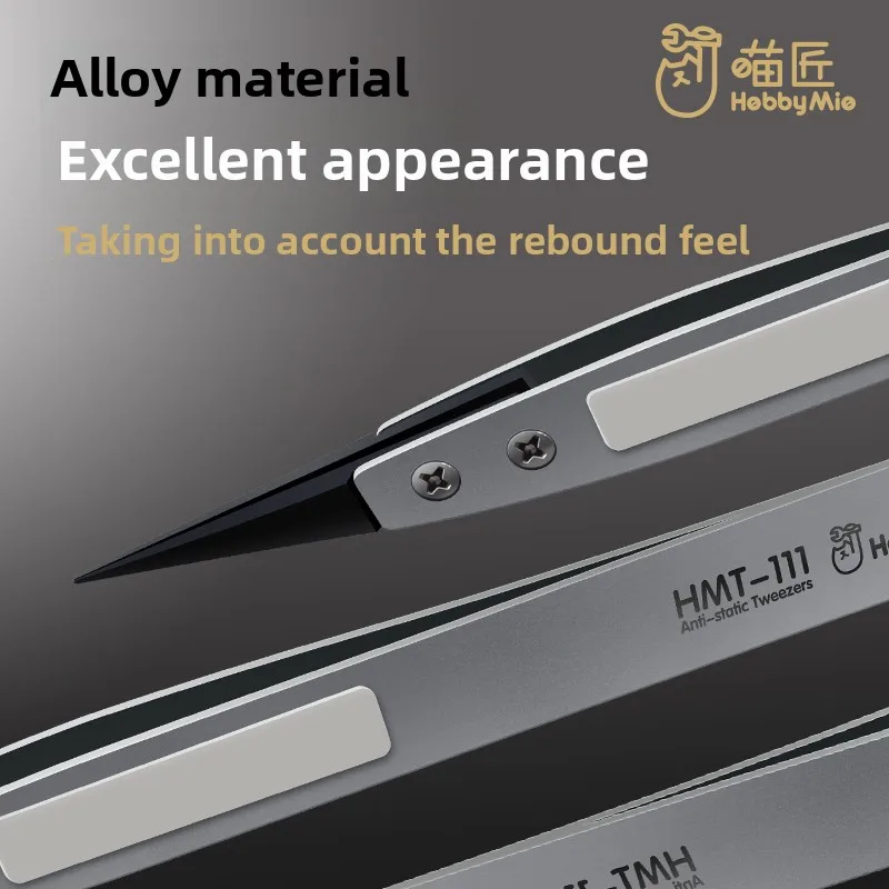 Hobby Mio HMT-111/112/113 Anti-Static Tweezers Water Decal Curved Straight Tips Tweezers for Gundam Model DIY Building Tools