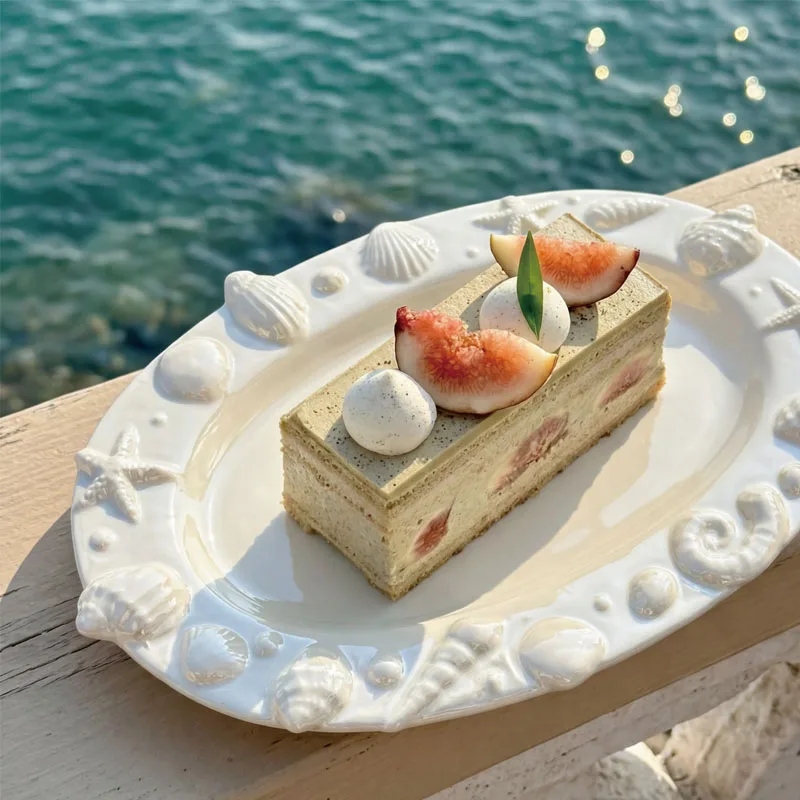 Nordic Shell Shape Ceramic Jewelry Storage Plate Ornaments Living Room Cafe Hotel Cake Display Inventory Heart Plate Decoration