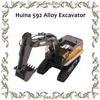 Huina 592 Alloy Excavator 22 Tong Large Engineering Vehicle Model Children's Toy Charging Remote Control Excavator