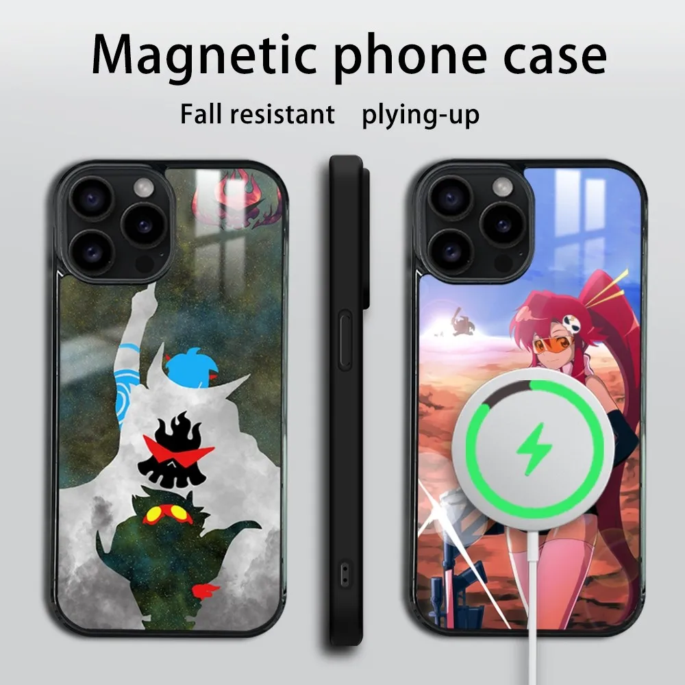 T-Tengen Toppa Gurren-Lagann Phone Case For iPhone 16 15 14 13 12 11 Pro Max Plus Mini Magsafe Mirror Wireless Magnetic Cover