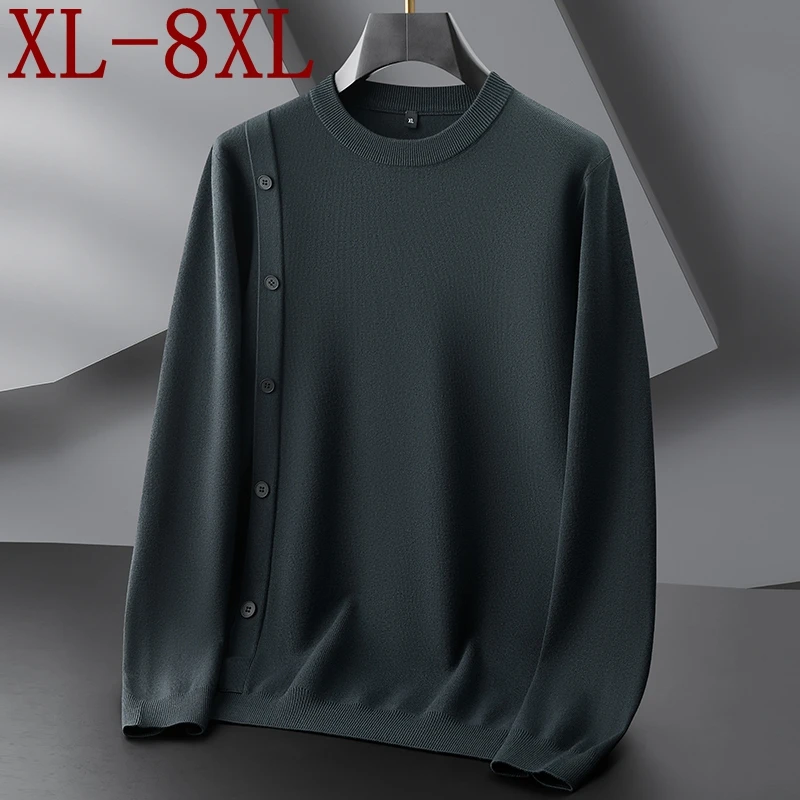 

8XL 7XL 6XL 2025 Новая осенне-зимняя одежда высшего класса, роскошный дизайн на пуговицах, мужской мягкий теплый мужской джемпер, повседневные свободные пуловеры