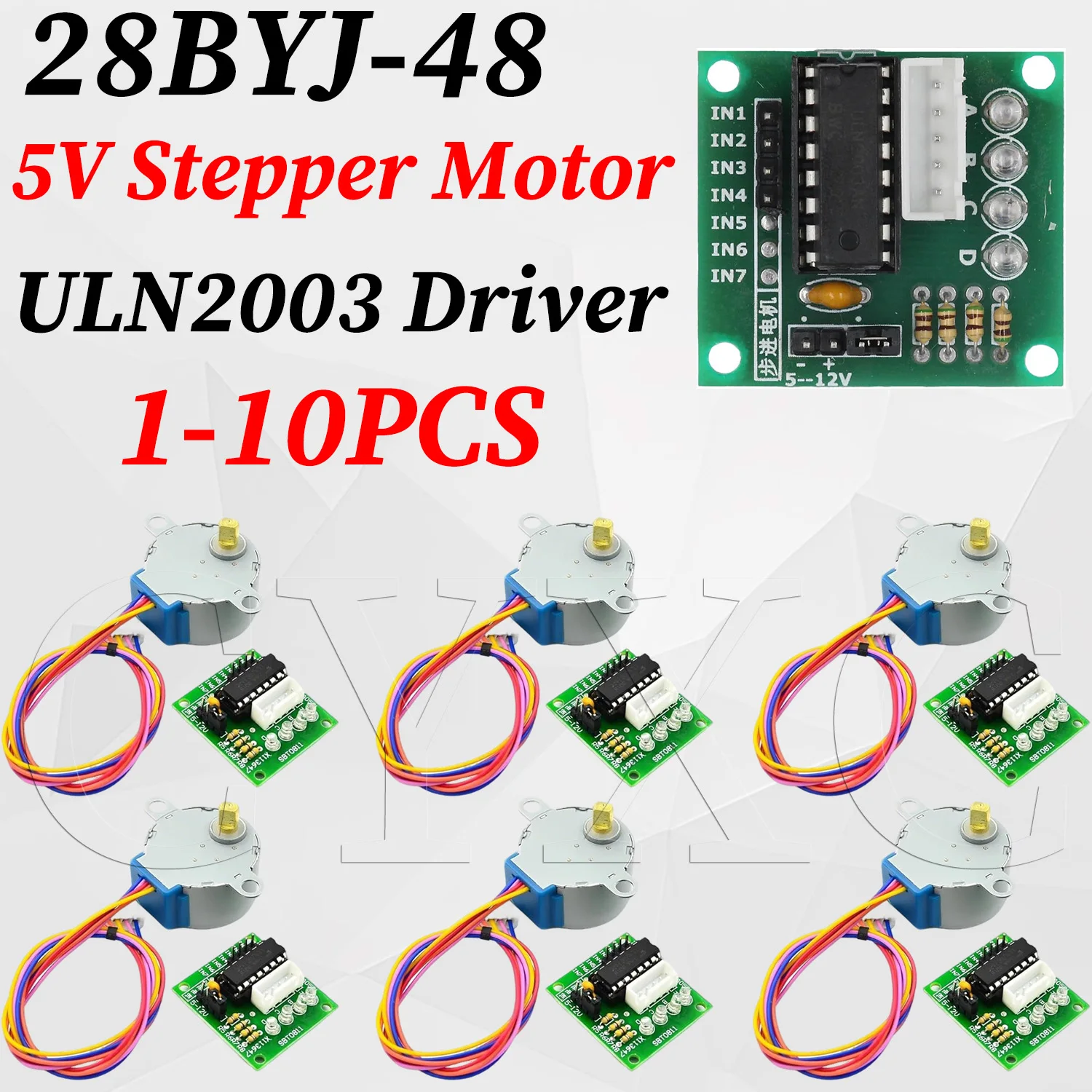 1-10Set 28BYJ-48 ULN2003 5V Stepper Motor + ULN2003 Driver Board Suitable for Arduino Driver Test Module Stepper Motors DIY Kit