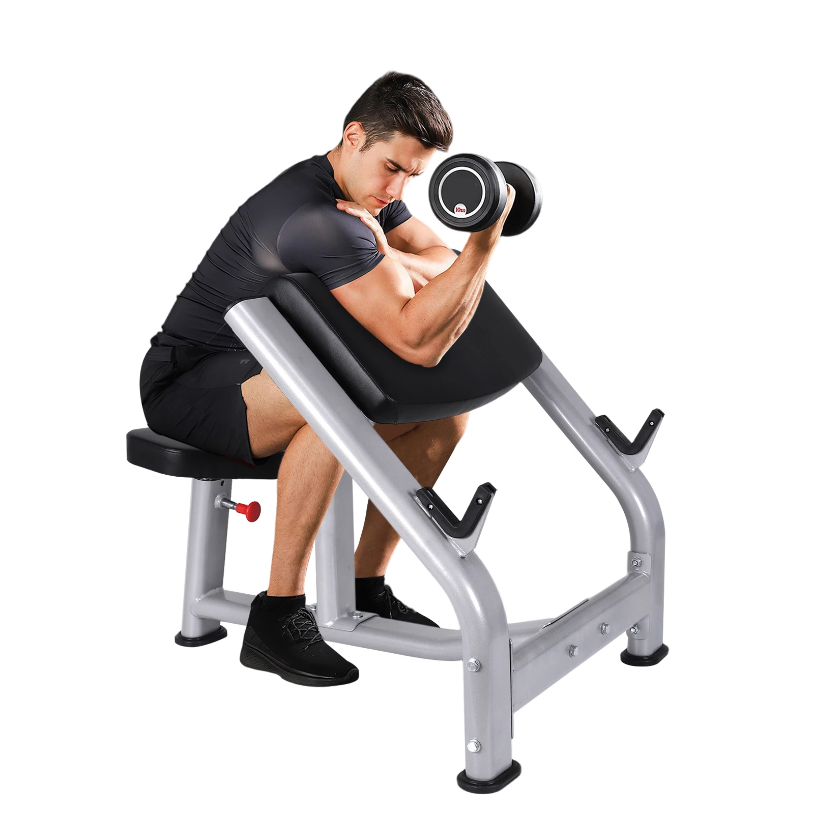 

Seated Isolated Barbell Dumbbell Biceps Station with Adjustable Seat Workout Bench for Home Gym Strength Training