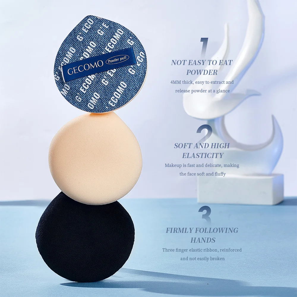 GECOMO Two-piece Denim Blue Powder Puff Set, Wet And Dry Dual Use, Soft And Powder-free, Long-lasting Makeup Sponge