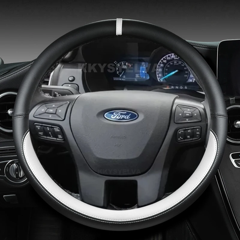 Microfiber Leather Car Steering Wheel Cover For Ford Ranger 2016 2017 2018 2019 Everest 2016 2017 2018 2019 Auto Accessories
