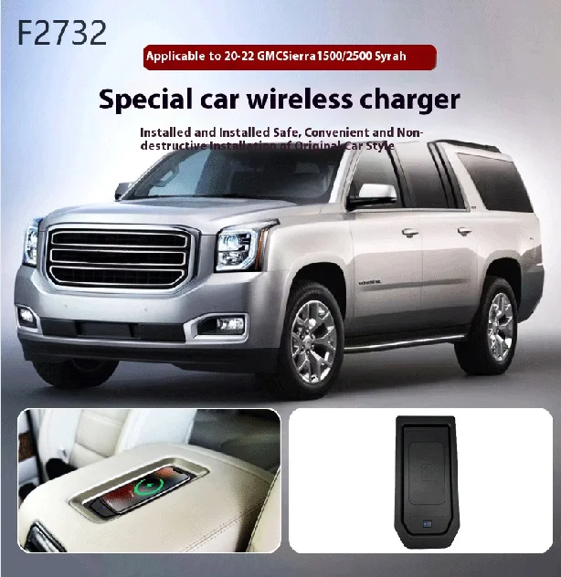 Wireless charger,Special on-board QI phone fast charging panel Car Accessories For GMC Yukon Chevrolet Tahoe Suburban 2014-2021