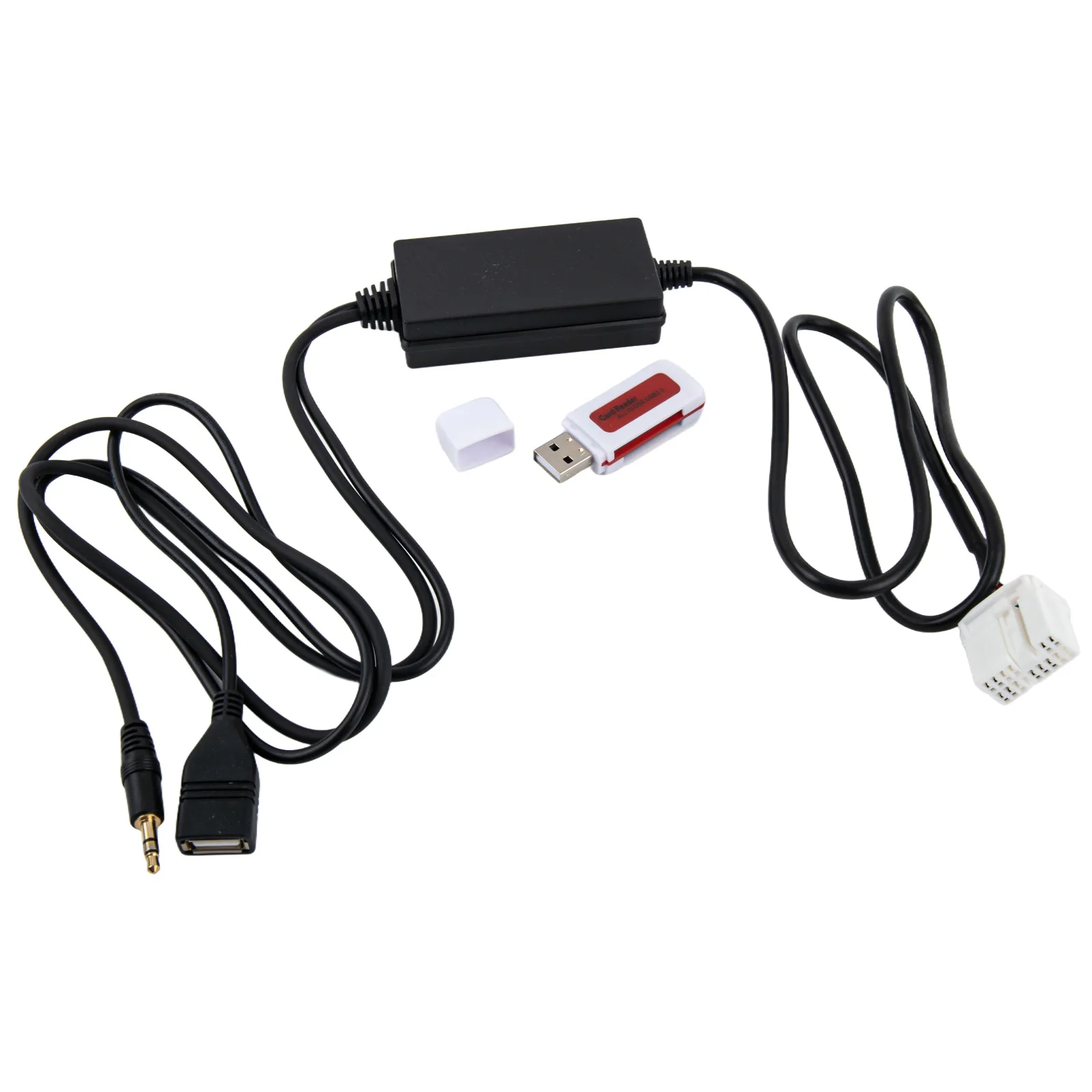 3X AUX Input As Photo Show Fit For Honda For Accord Interface Adapter USB Cable + Reader 12V DC Practical To Use