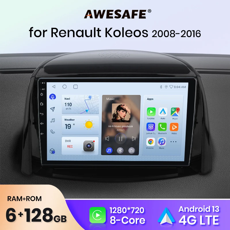 AWESAFE PX9 Plus Car Radio For Renault Koleos 2008 - 2016 wireless CarPlay Android Auto No 2 din 2din DVD