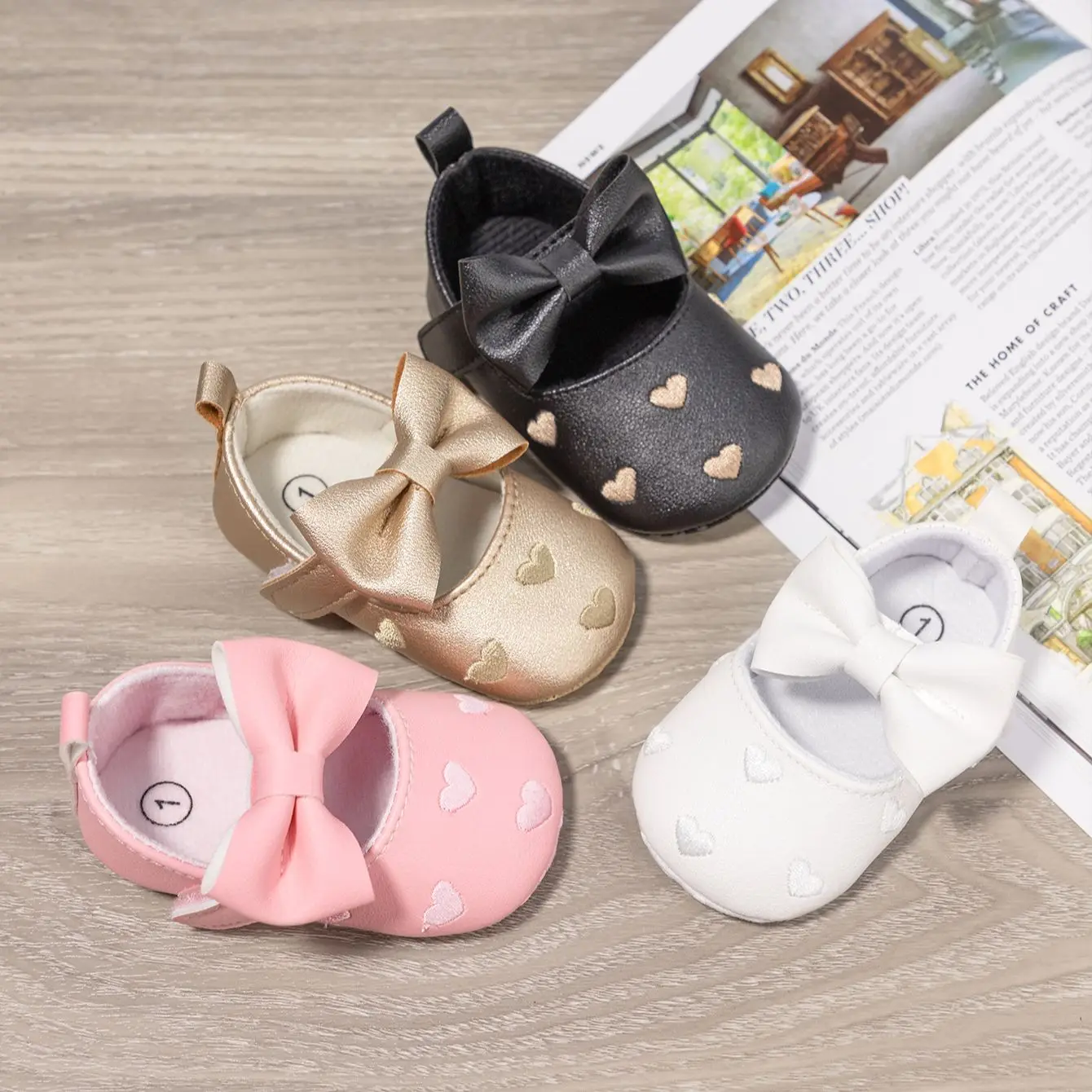 KIDSUN 2021 New Baby Girl Shoes Infant Toddler Princess Dress PU Non-slip Flat Soft-sole Cute Bow-knot First Walkers Newborn