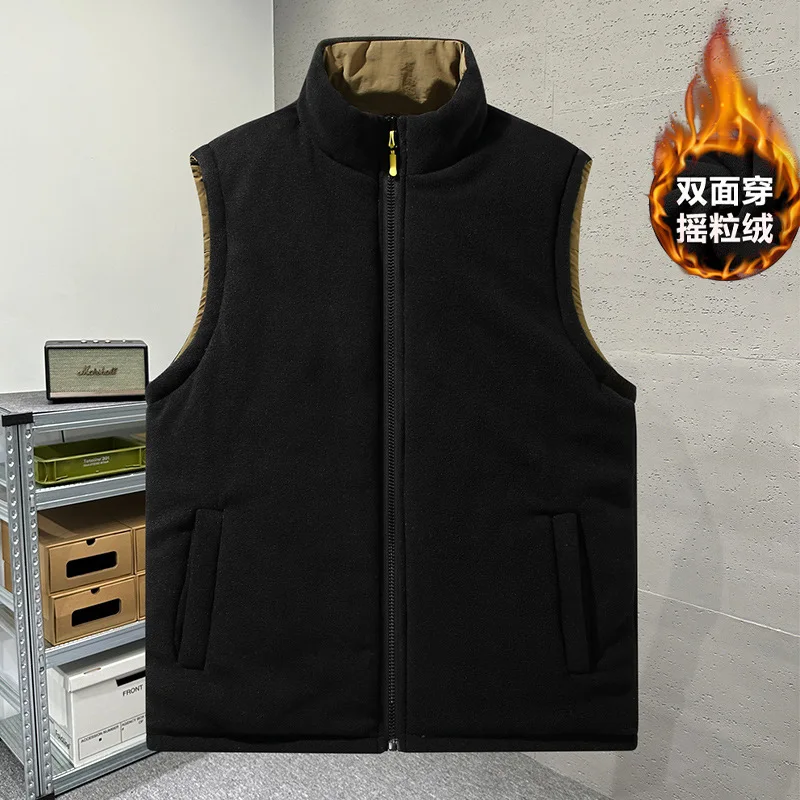 Male Autumn Lightweight Big Large Black Zip Waistcoat Plus Size 2 Side Vest Men Polar Fleece Multiple Pocket Sleeveless Jacket