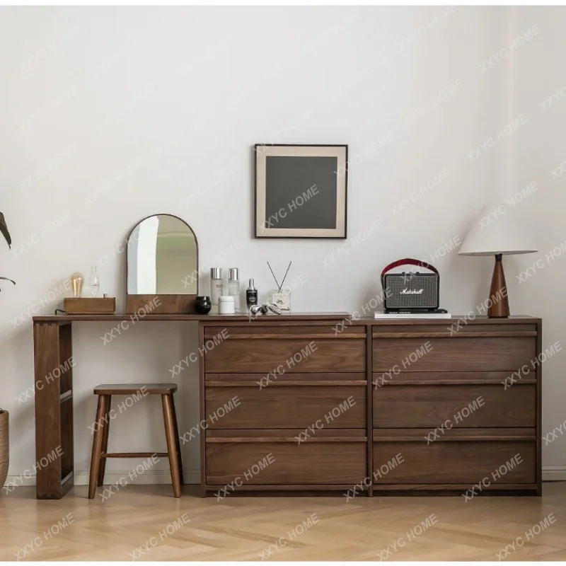 LAll solid wood bedroom, bedside chest, desk, integrated retractable locker, corner makeup table