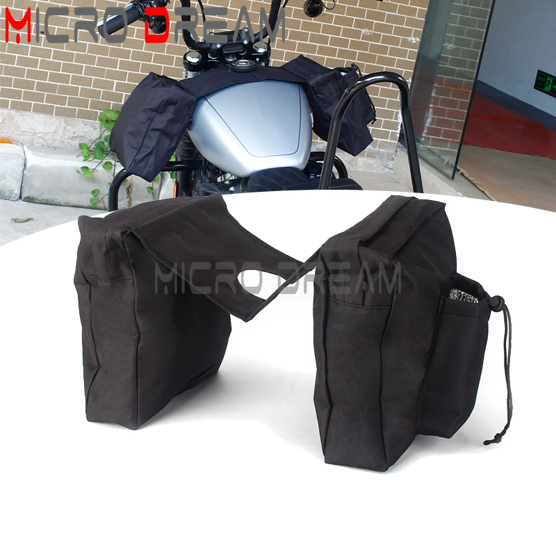 

Black Saddlebag 600D Oxford Cloth Saddle Bags For Snowmobile ATV Quad Bike Fuel Tank Cup Holder Pocket Luggage Storage Side Bag