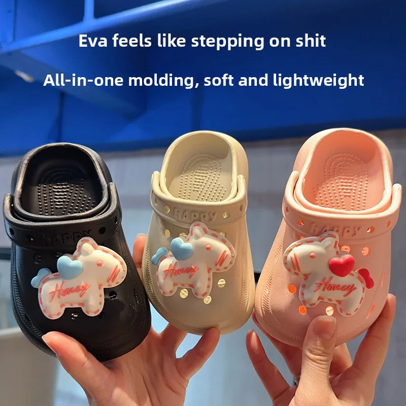 

2026 New Cartoon Pony Kids EVA Clogs Soft Cloud Feel Anti Slip Deodorant Two Wear Closed Toe Shoes For Boys Girls