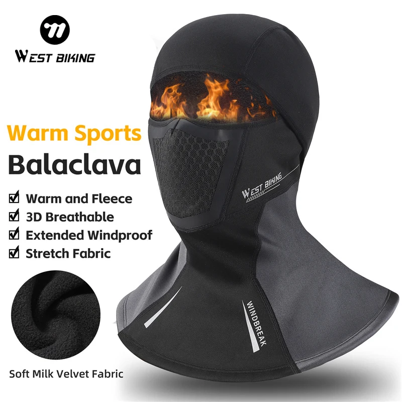 

WEST BIKING зимний велосипедный теплый головной убор Балаклава дышащая удлиненная ветрозащитная спортивная подкладка для мотоциклетного шлема велосипедная маска для лица