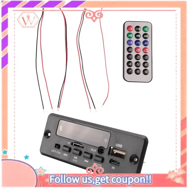 Upgraded 4Pcs 2X25W 50W Amplifier MP3 Player Decoder Board 5V-12V Bluetooth 5.0 Car FM Radio Module Support TF USB AUX