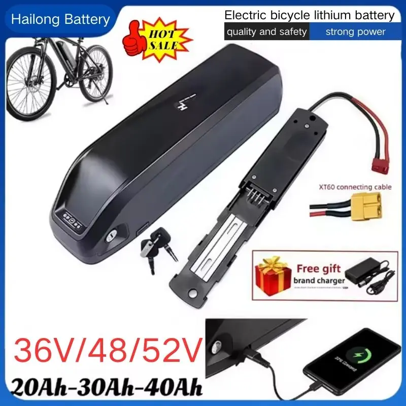 

Hailong electric bicycle battery Pack 36V 48V 52V 20Ah 30Ah 40Ah for Bafang BBS02 BBS03 BBSHD Motor 1500W 1000W 750W 500W