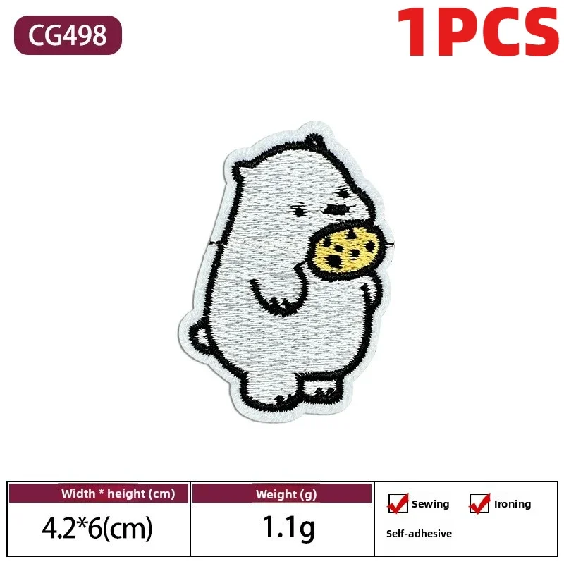 Patch For Clothing Bag Hat Accessories 1PCS Cartoon Bear Animal Embroidery Iron On Decoration Label Applique DIY